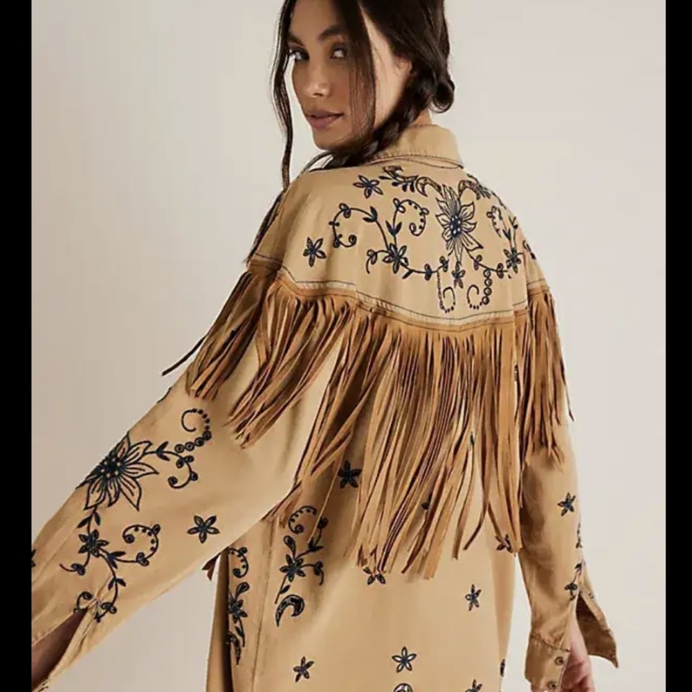 Free People Great Plains Fringe Shirt